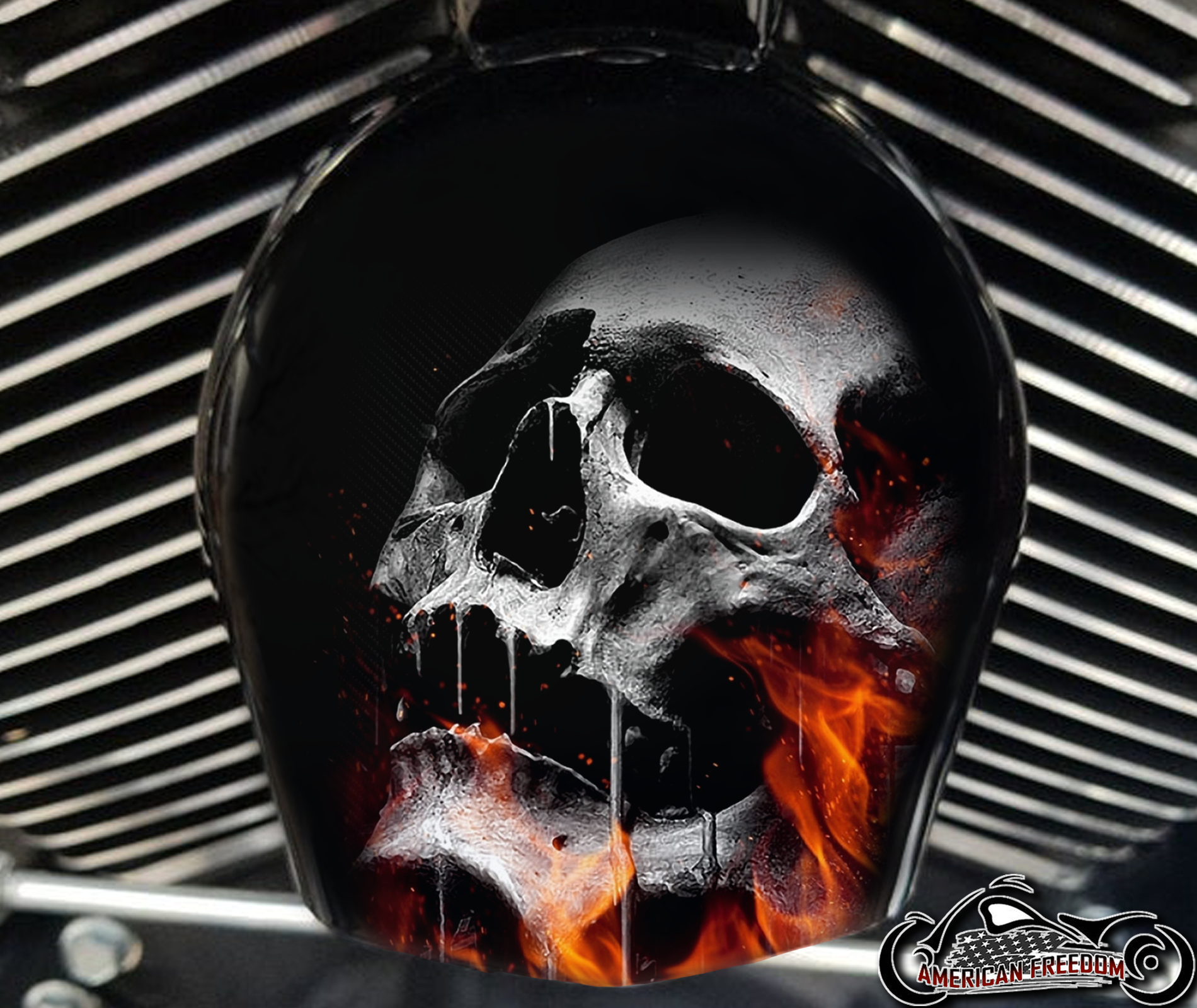 Custom Horn Cover - Flame Skull 2